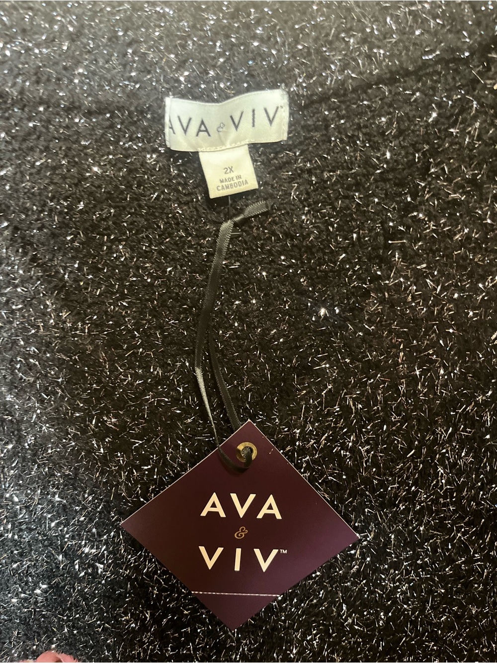 Ava & Viv Black Metallic Sparkle Pullover Sweater